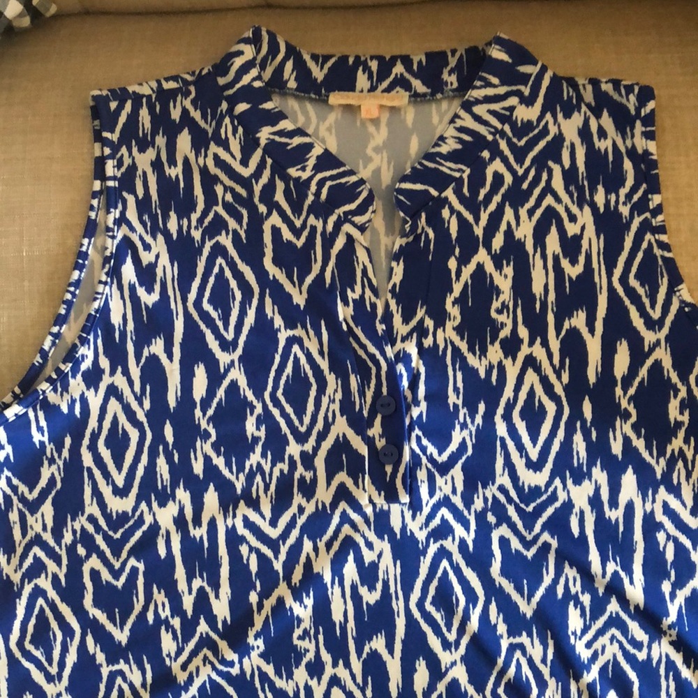 Woman’s XL sleeveless top. Claudia Richard   Royal blue and white